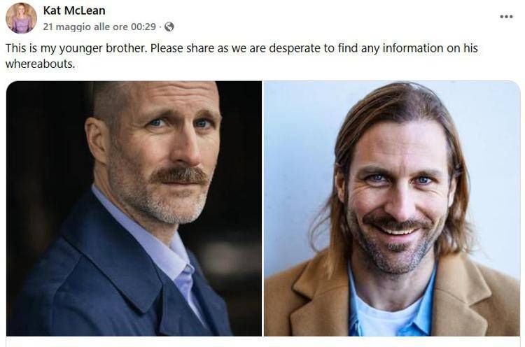 Post della sorella sulla scomparsa di Stewart McLean - Kat McLean /Facebook