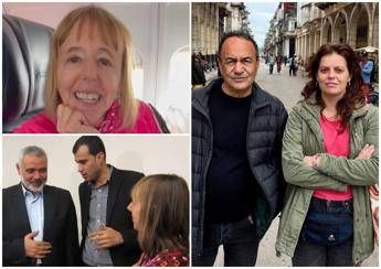 Medea Benjamin a Cuba e con il capo di Hamas Ismail Haniyeh - Mimmo Lucano e Ilaria Salis - Instagram/CodePink