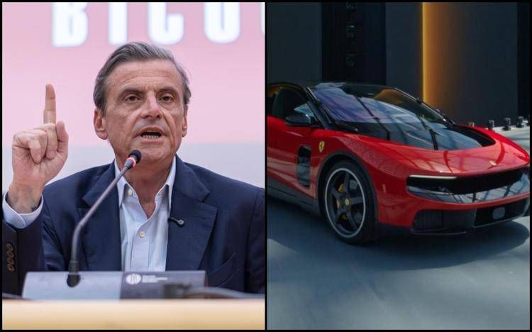 Calenda e la nuova Ferrari Luce - IPA/Ferrari
