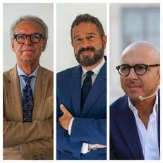 Da sinistra a destra il nuovo direttore de La Stampa Antonio Di Rosa, il vice direttore vicario Luciano Tancredi e il vice direttore Alessandro De Angelis