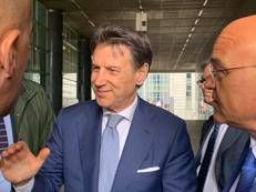 Il leader M5S Giuseppe Conte oggi a Bruxelles
 - Foto Adnkronos