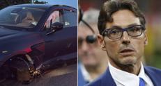 L'auto incidentata (foto del gruppo Fb Concorezzo, Monza e Brianza) e Pier Silvio Berlusconi - (Fotogramma/Ipa)
