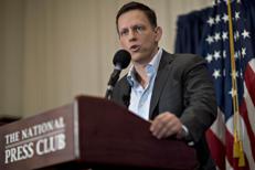 Peter Thiel, co-founder of PayPal Inc. and chairman of Palantir Technologies, speaks during a news conference at the National Press Club in Washington, on Oct. 31, 2016.  Bloomberg photo by Andrew Harrer. - Bloomberg