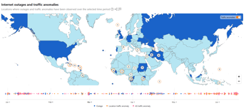 La mappa del Claudflare radar mostra gli outage di Internet, questa la situazione degli ultimi sei mesi - (rada.cloudflare.com) 