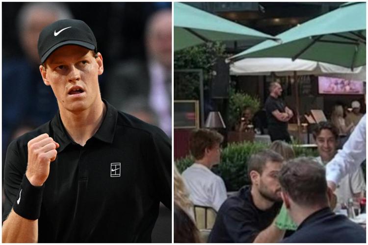 Jannik Sinner e la cena con Laila Hasanovic e George Russell - Afp e X