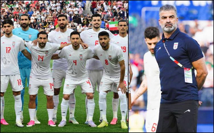 La nazionale iraniana e l'assistente del ct Rahman Rezaei - Afp + foto concessa da Rahman Rezaei
