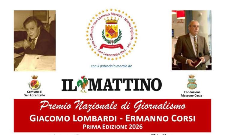 Premio nazionale di giornalismo 'Giacomo Lombardi – Ermanno Corsi', il 20 giugno la cerimonia