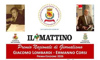 Premio nazionale di giornalismo 'Giacomo Lombardi – Ermanno Corsi', il 20 giugno la cerimonia