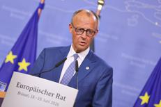 Il cancelliere tedesco Friedrich Merz oggi a Bruxelles - Fotogramma/Ipa