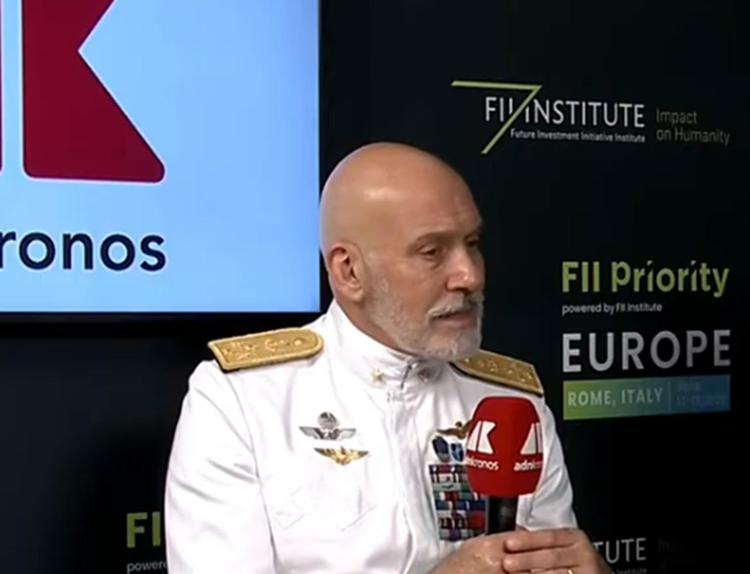 L’ammiraglio Giuseppe Cavo Dragone, presidente del comitato militare Nato, durante l’ultima giornata del Fii priority Europe a Roma - (Foto Adnkronos)
