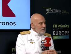 L’ammiraglio Giuseppe Cavo Dragone, presidente del comitato militare Nato, durante l’ultima giornata del Fii priority Europe a Roma - (Foto Adnkronos)