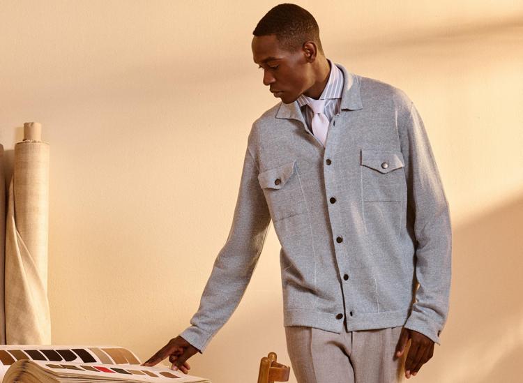 Un look della collezione Kiton primavera-estate 2027