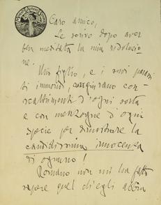 (Una lettera di Gabriele d'Annunzio a Rizzo - Ufficio stampa Finarte)
