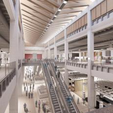 Il render del nuovo padiglione - (Foto Ieg)