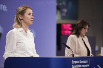 L'Alta Rappresentante Ue Kaja Kallas  (in primo piano) in conferenza stampa insieme alla commissaria al Mediterraneo Dubravka Suica
 - Fotogramma/Ipa
