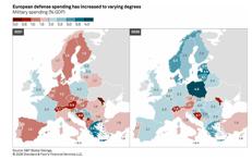 La mappa delle spese per la difesa in Europa - confronto 2021-2025, S&P - (S&P)