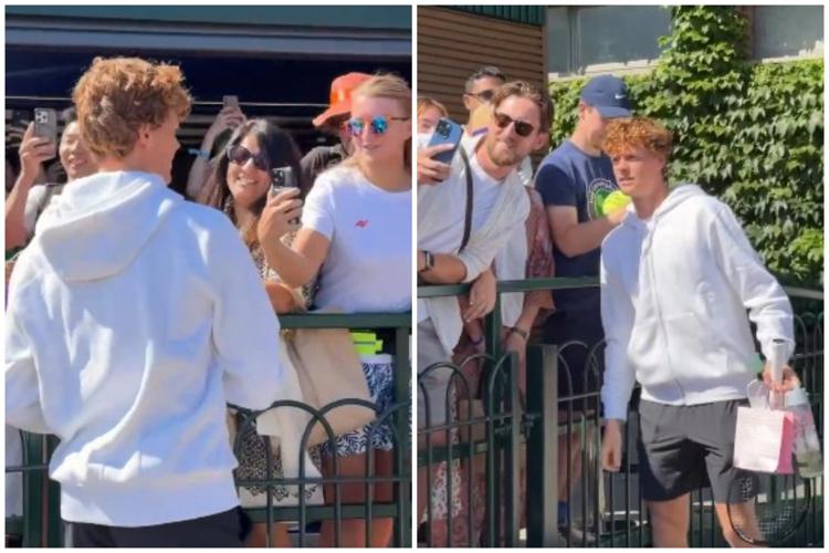 Jannik Sinner con i tifosi a Wimbledon - X