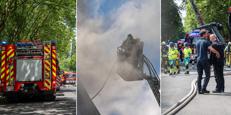 Il palazzo in fiamme e i soccorritori al lavoro - Fotogramma Ipa