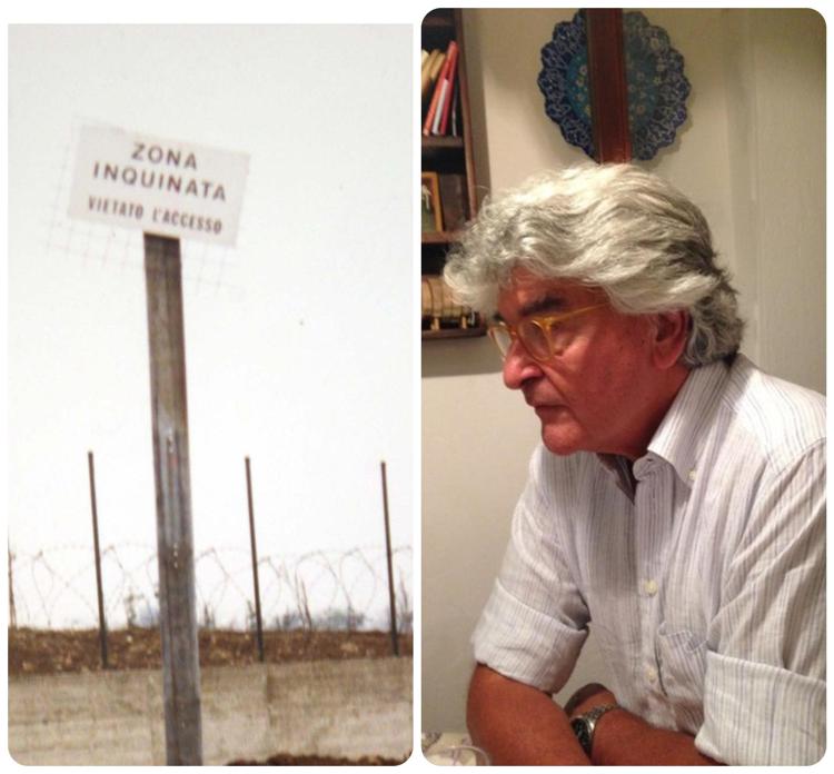 A sinistra un'immagine della zona inquinata di Seveso negli anni successivi al disastro (Fotogramma/Ipa) e a destra l'epidemiologo Luigi Bisanti oggi