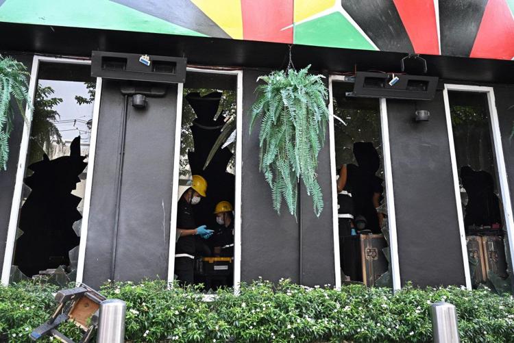 L'incendio nel locale a Bangkok - (Afp)