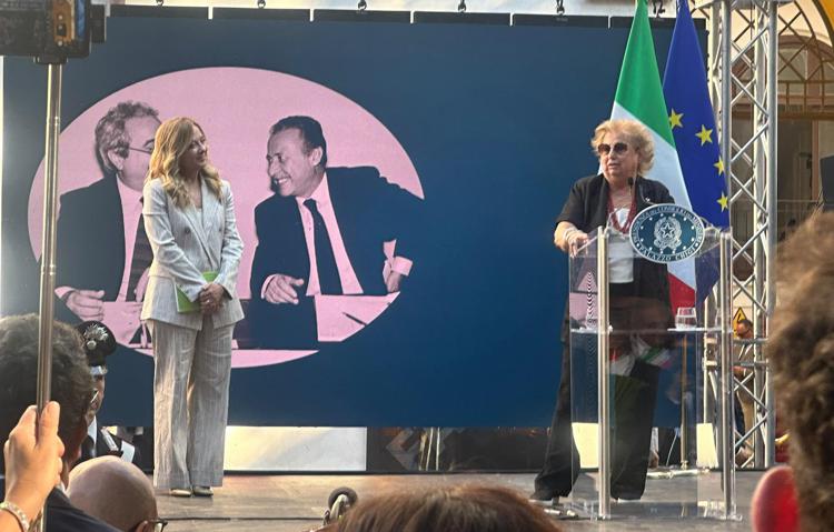 Giorgia Meloni e Maria Falcone a Palermo - Adnkronos