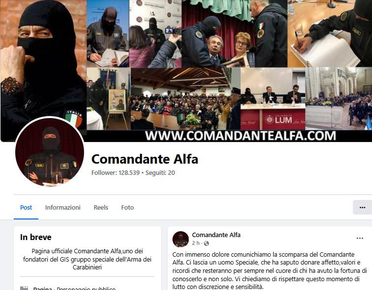 E' morto il 'Comandante Alfa', tra fondatori Gis Carabinieri