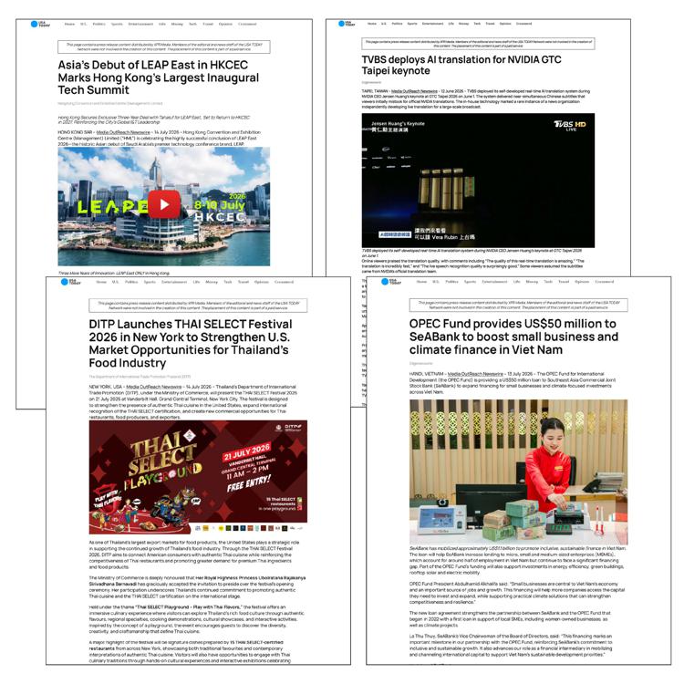 Guaranteed news postings on USA Today