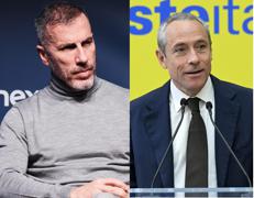 A sinistra Pietro Labriola, Ad di Tim, a destra Matteo Del Fante, Ad di Poste Italiane (elaborazione da foto Ipa)