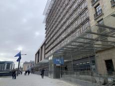 I palazzi Europa Building e Justus Lipsius, sedi del Consiglio, nel Quartiere Europeo a Bruxelles.  - Foto AdnKronos