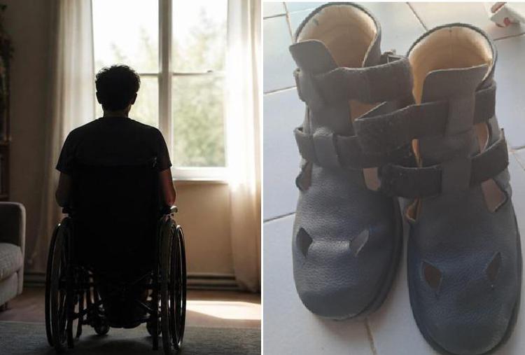Un disabile, le scarpe speciali