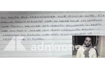 La lettera di Manuel Foffo - Adnkronos