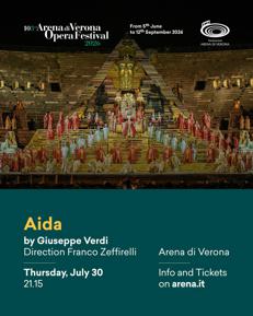 Dal 30 luglio Aida all'Arena di Verona è d'oro nella produzione di Zeffirelli