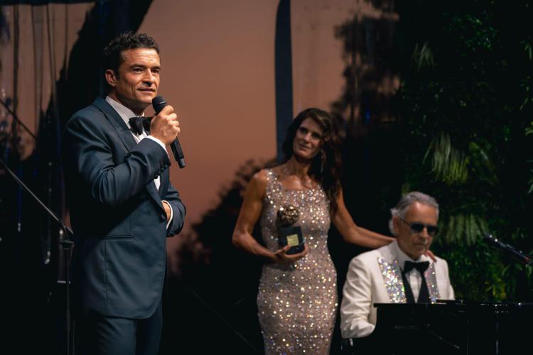 (Orlando Bloom, Veronica Berti e Andrea Bocelli - Ufficio stampa ABF)