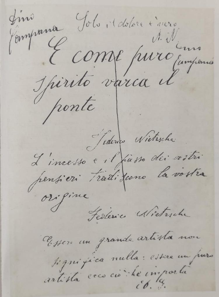 (manoscritto di Dino Campana - Ufficio stampa del Gabinetto Vieusseux)