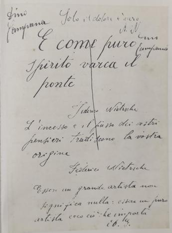 (manoscritto di Dino Campana - Ufficio stampa del Gabinetto Vieusseux)