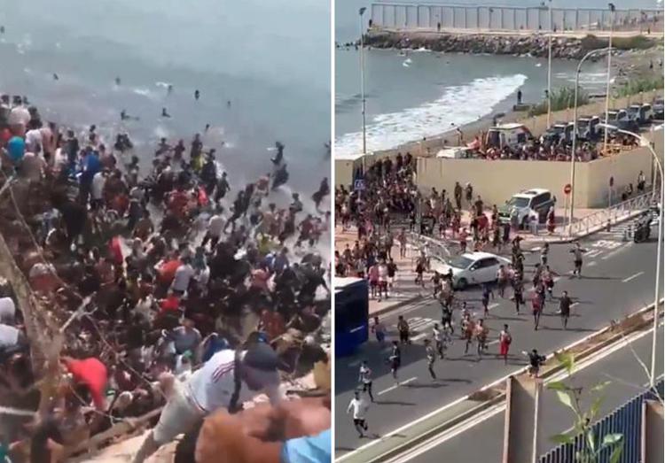 Migranti a Ceuta - (immagini da X)