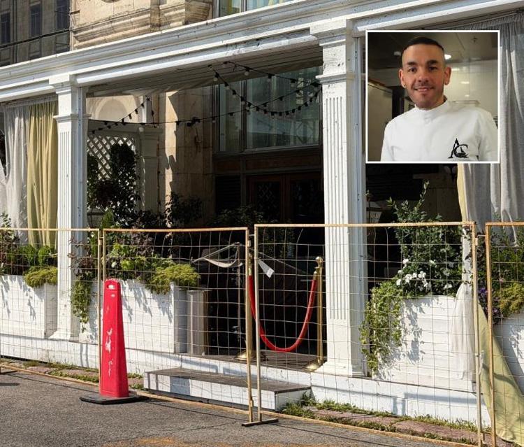 Il ristorante italiano 'Balzi Rossi' di Mosca, nel riquadro lo chef Carmine Alfieri - (Afp)