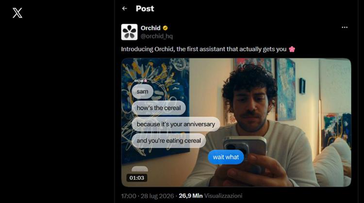 Orchid e la delega delle relazioni all'IA, lo spot che divide il web