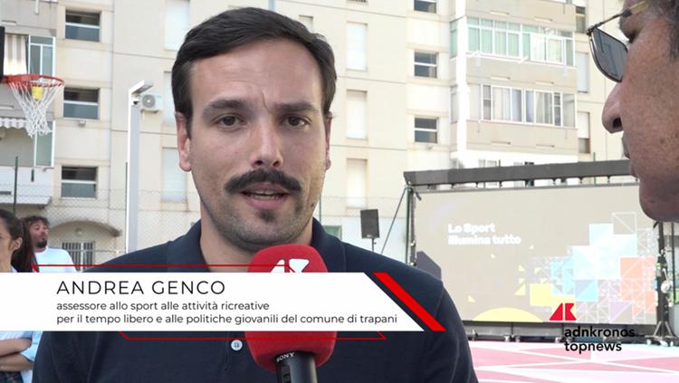 Andrea Genco, assessore allo Sport e alle politiche giovanili del Comune di Trapani, all’inaugurazione dell’area di sport Illumina i - (Foto Adnkronos)