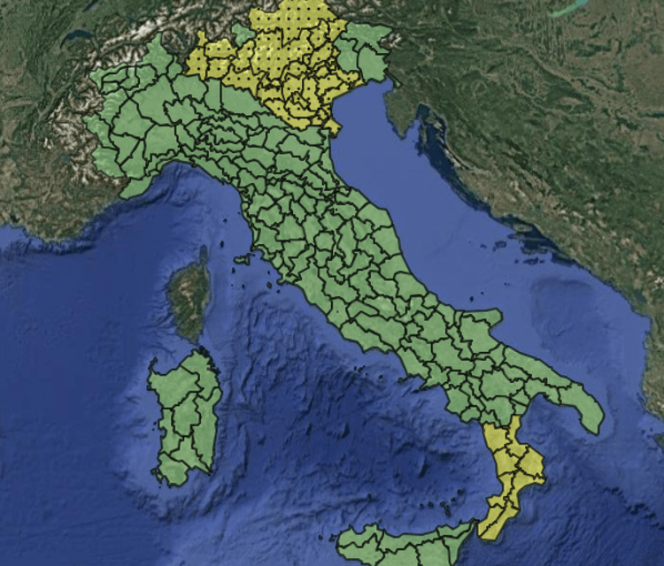 Allerta meteo 7 agosto - (Dipartimento della Protezione civile)