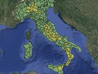Mappa dell'allerta meteo dell'8 agosto 2026 - (Dipartimento della Protezione civile)