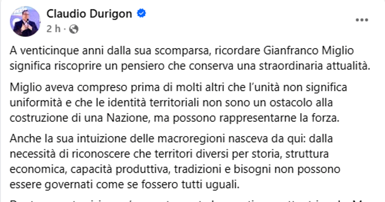 Il post di Claudio Durigon
