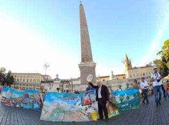 Roma, 40 anni fa la maxi-tela di Riccardi che trasformò l’obelisco di Piazza del Popolo in un’opera d’arte