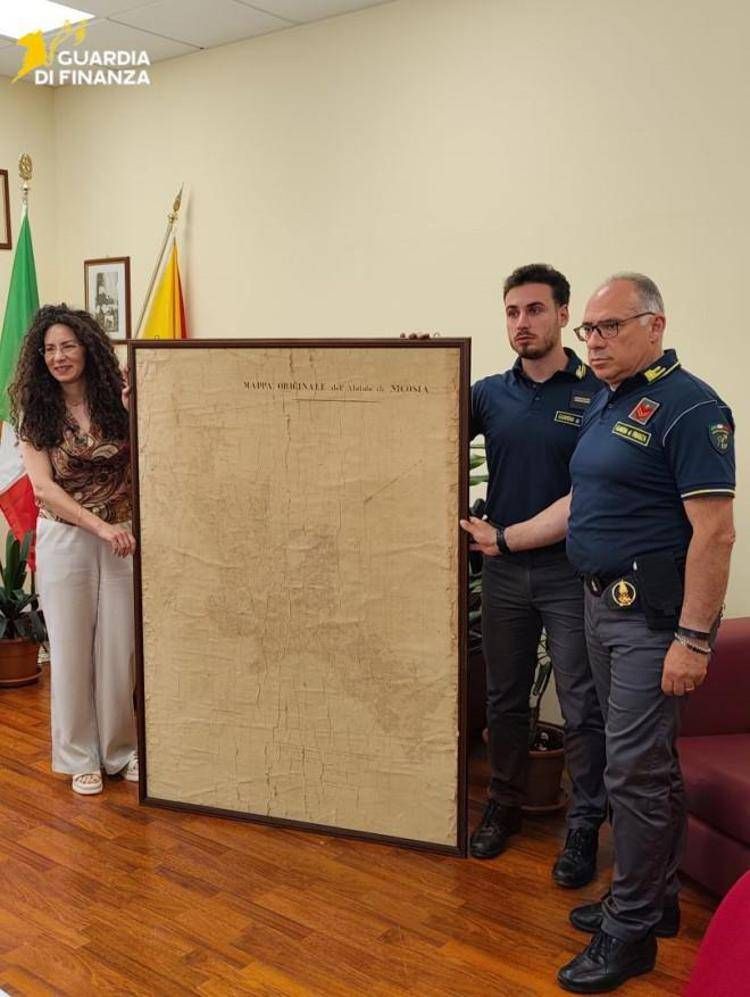 Gdf Enna, restituita ad Archivio Stato preziosa mappa storica 1874
