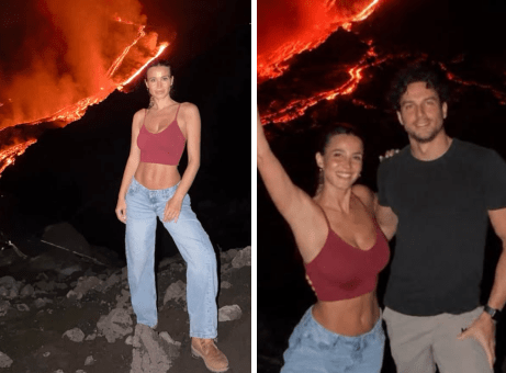 Diletta Leotta, la foto davanti all'Etna in eruzione scatena la polemica: "Cattivo esempio"