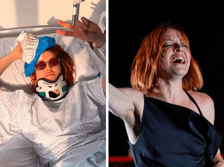 Noemi torna sul palco dopo la caduta: "Dove eravamo rimasti?"