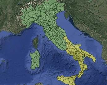 Mappa delle allerte meteo del 18 agosto - (Protezione civile)