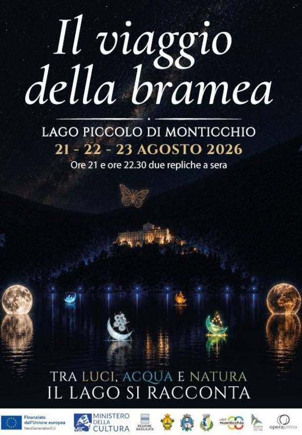 Teatro il viaggio della Bramea, a Monticchio spettacolo di luci, droni e danza