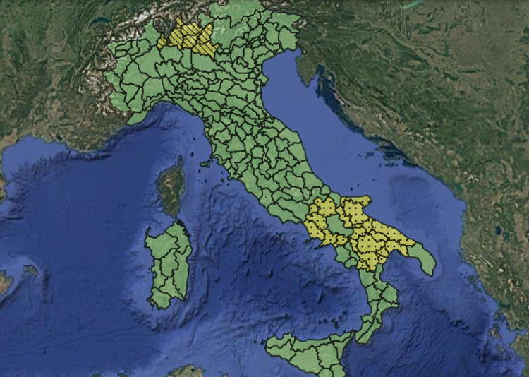 Allerta meteo 22 agosto 2026 - (Dipartimento Protezione civile)