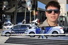 Polizia a Barcellona, a destra Nicola Maggiotto